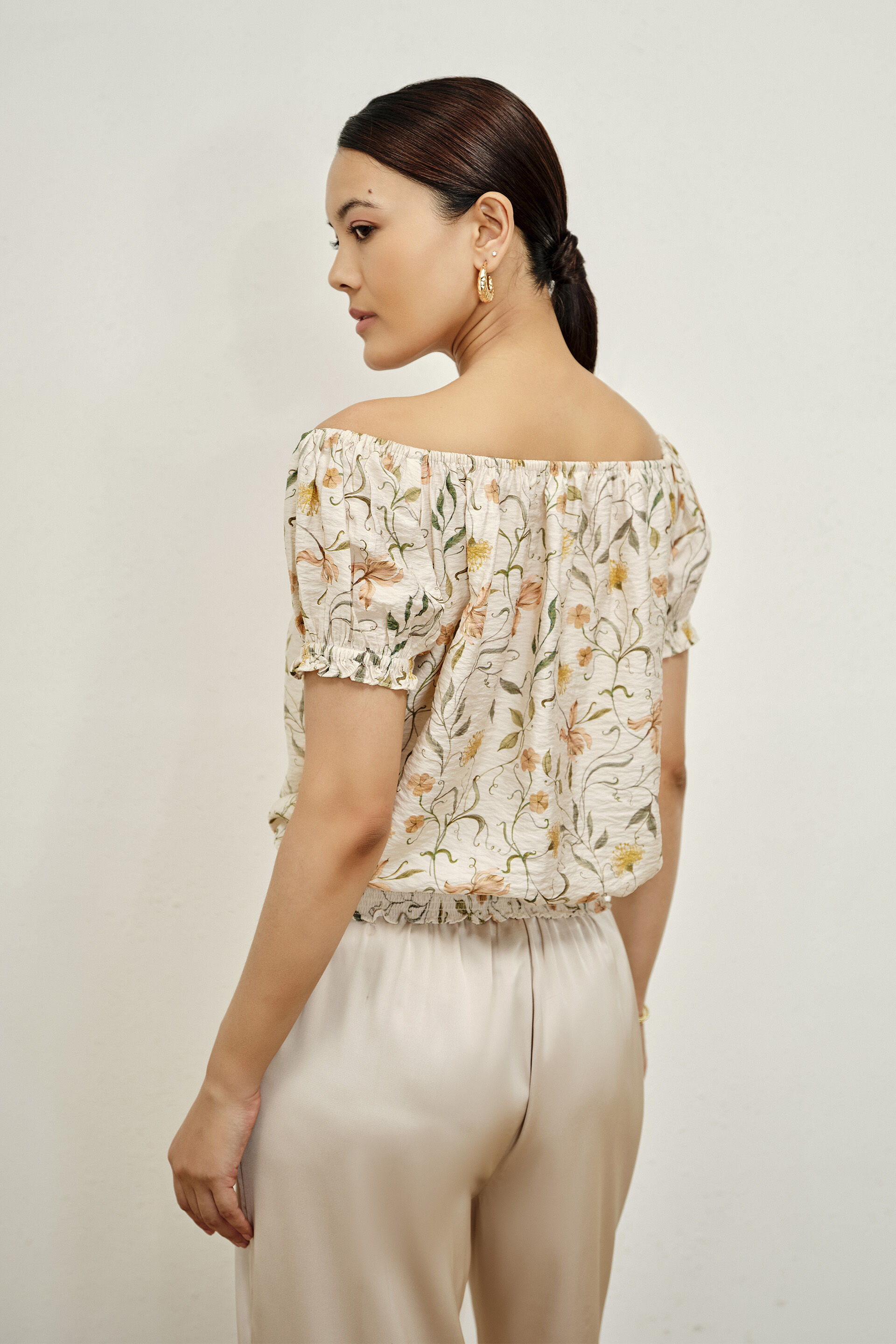 Natalya Ivory Floral Top, Green, image 5